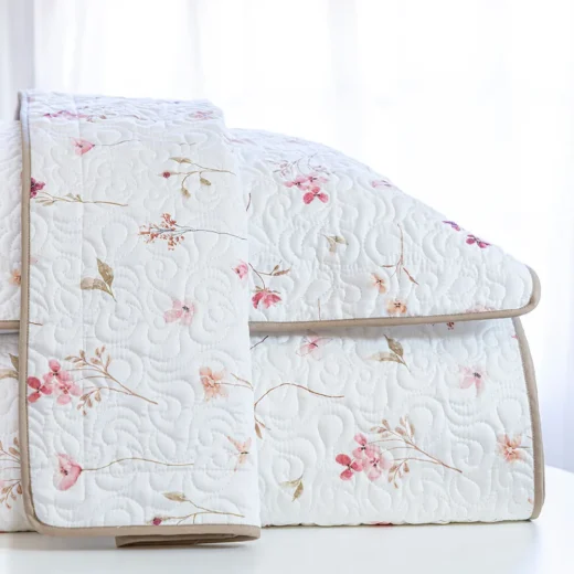Colcha Trapuntada Cetim 300 Fios Madrid Estampada Floral (dupla face)