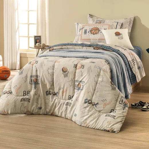 Colcha Infantil com Porta-travesseiro 200 Fios Basquete